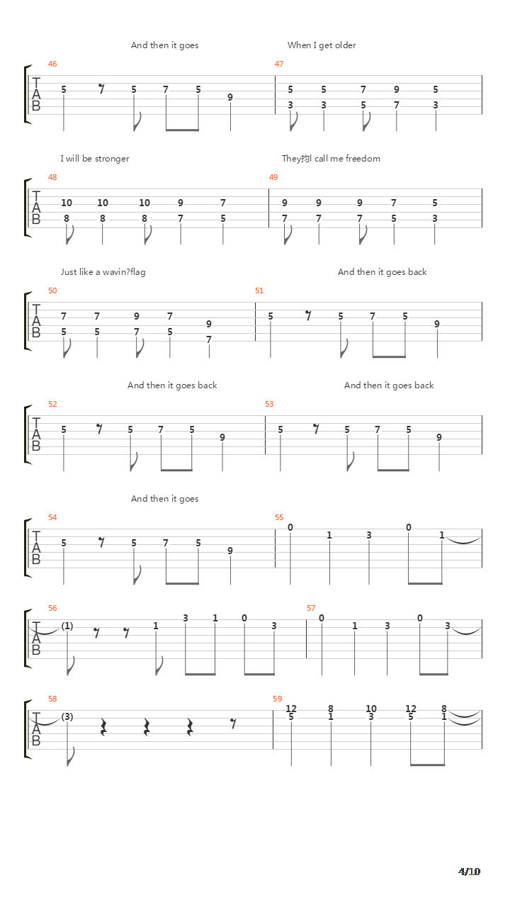 Wavin Flag吉他谱