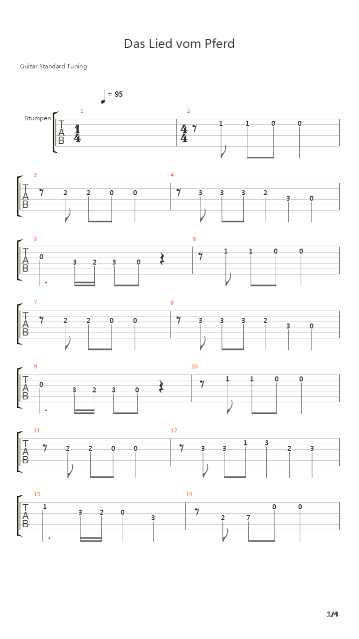 Lied Vom Pferd吉他谱