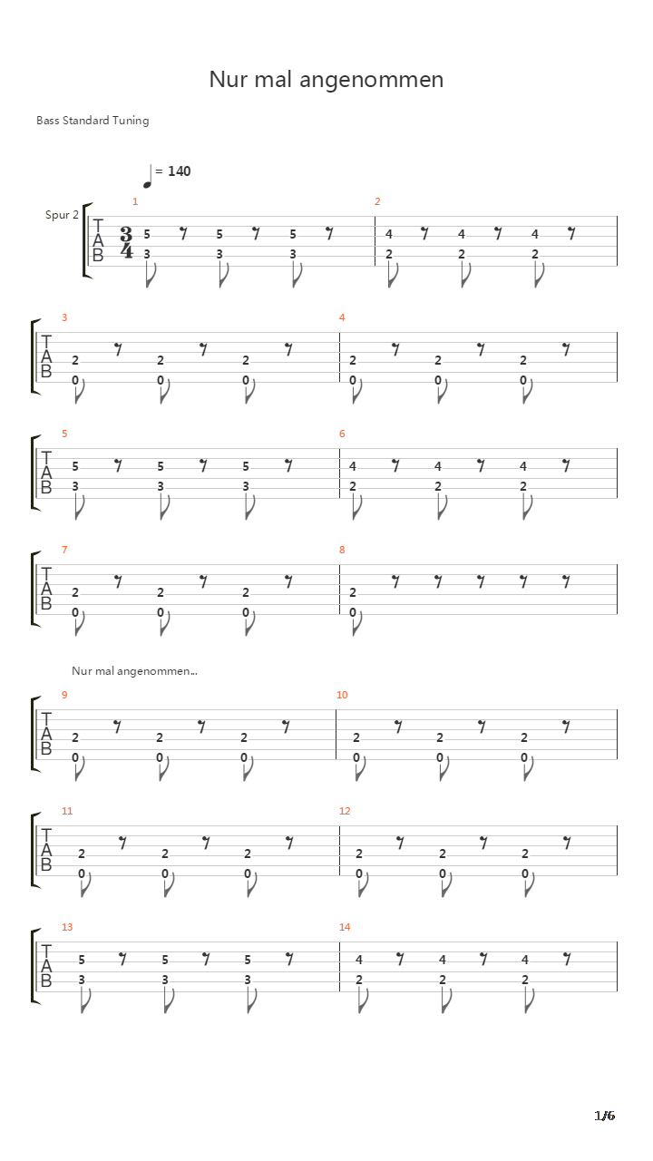Nur Mal Angenommen吉他谱