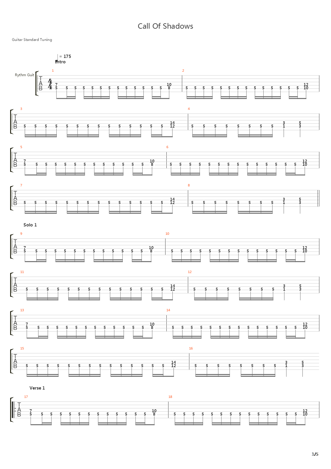 Call Of Shadows吉他谱