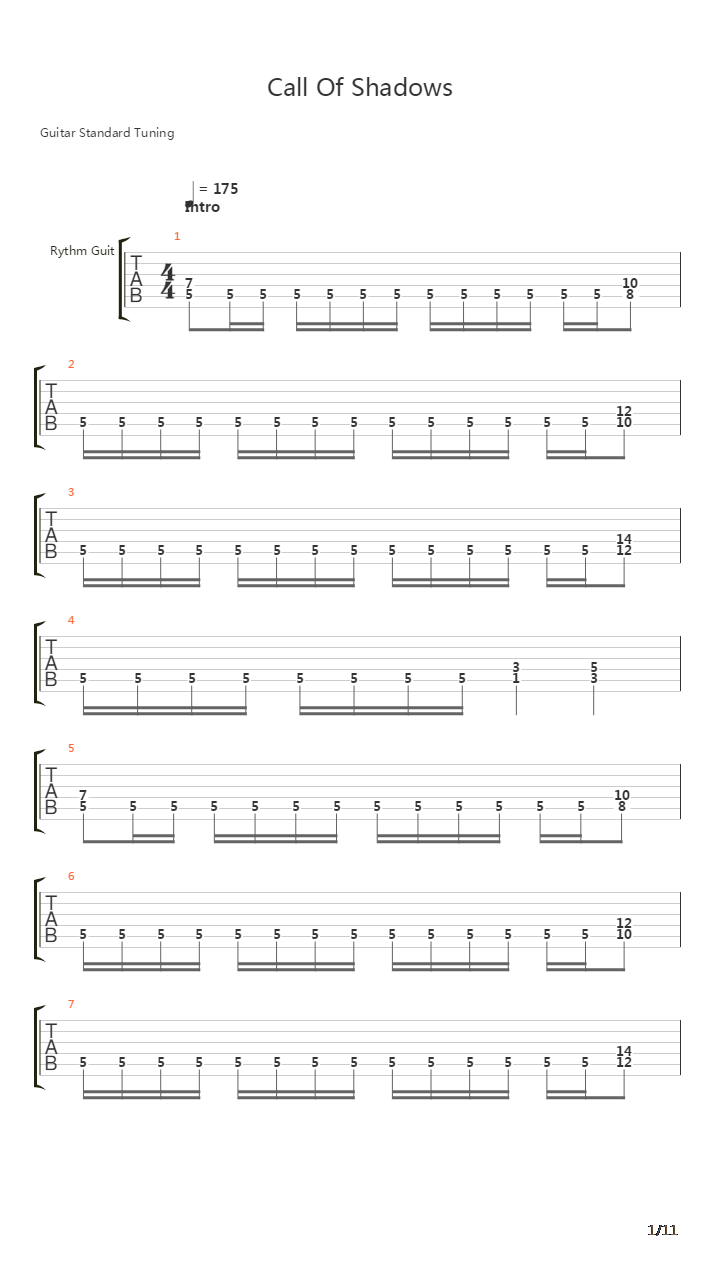 Call Of Shadows吉他谱