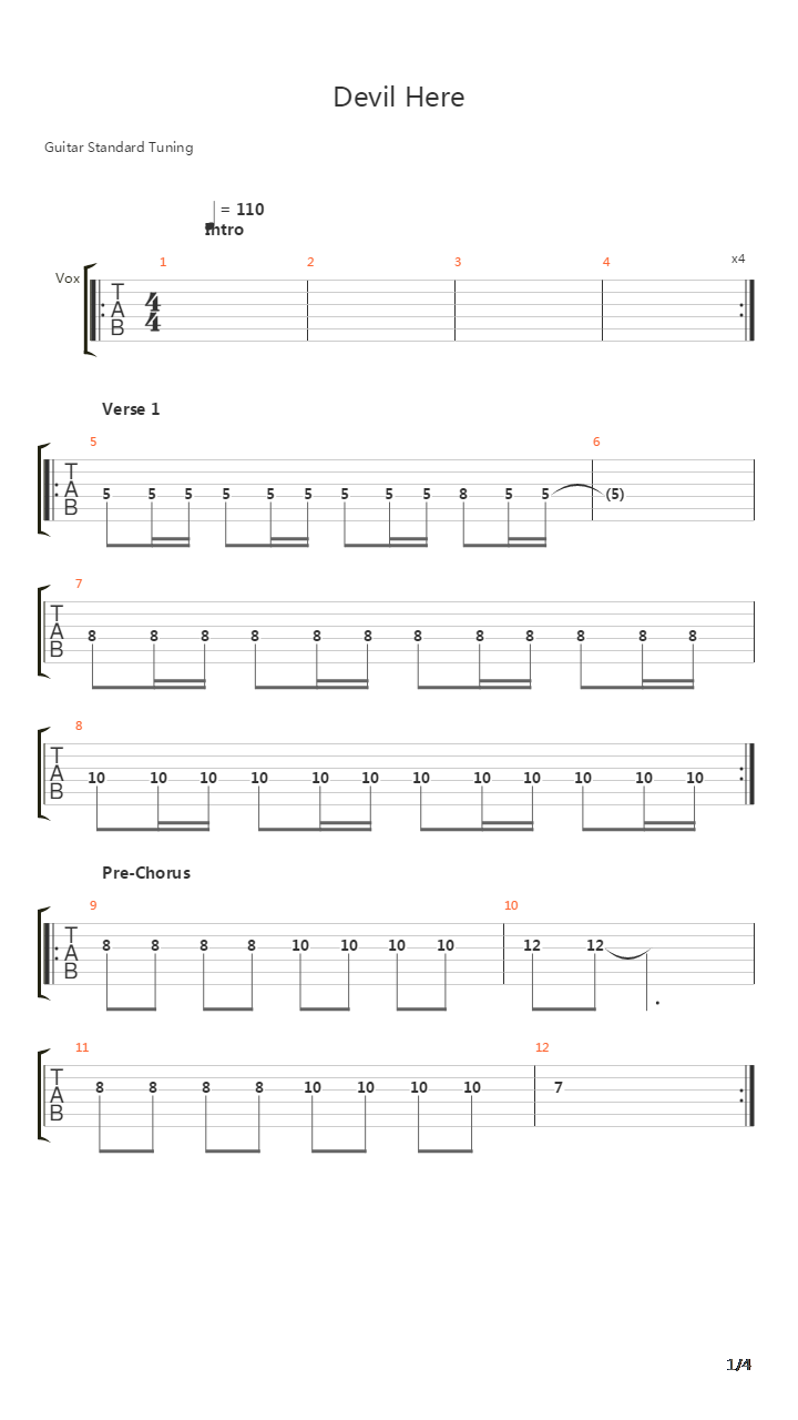 Devil Here吉他谱
