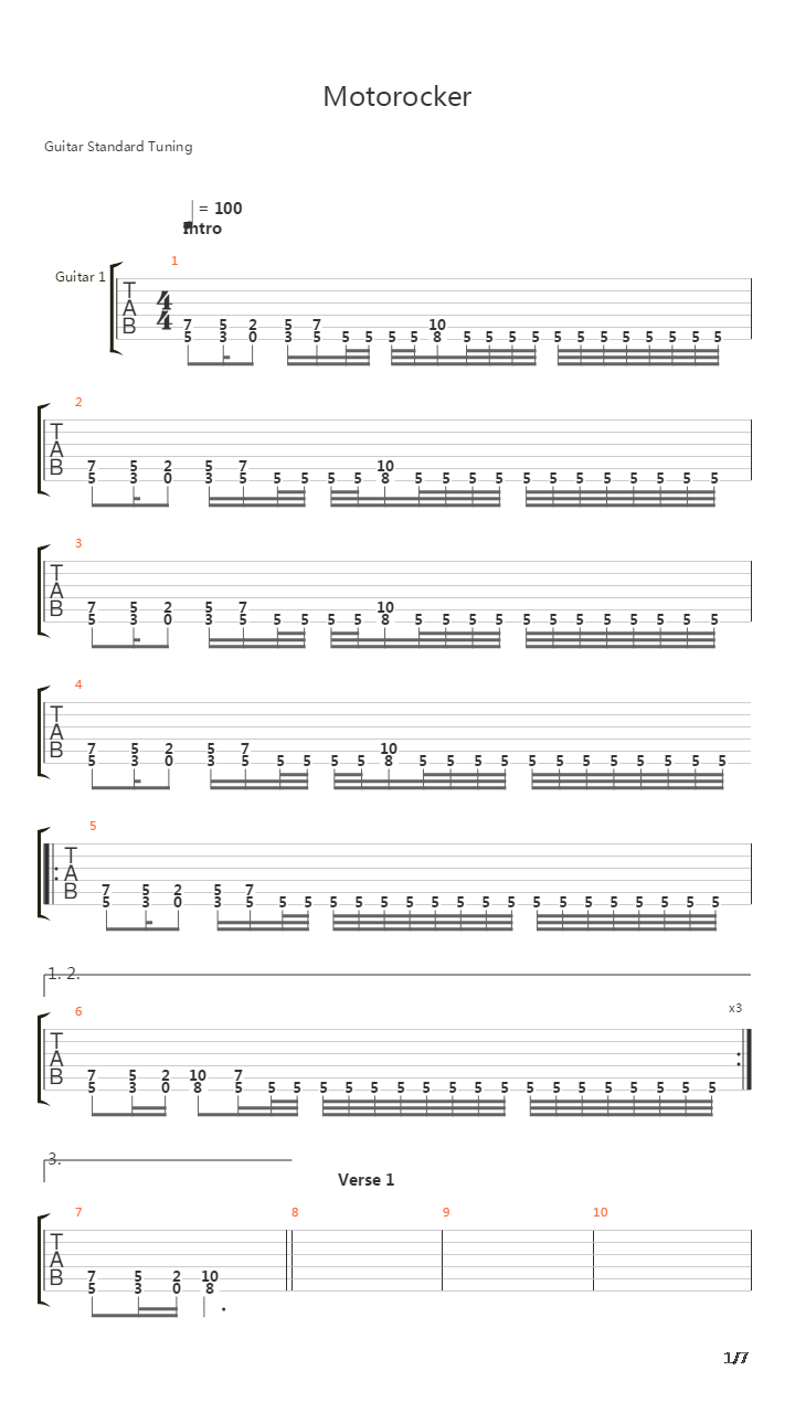 Motorocker吉他谱