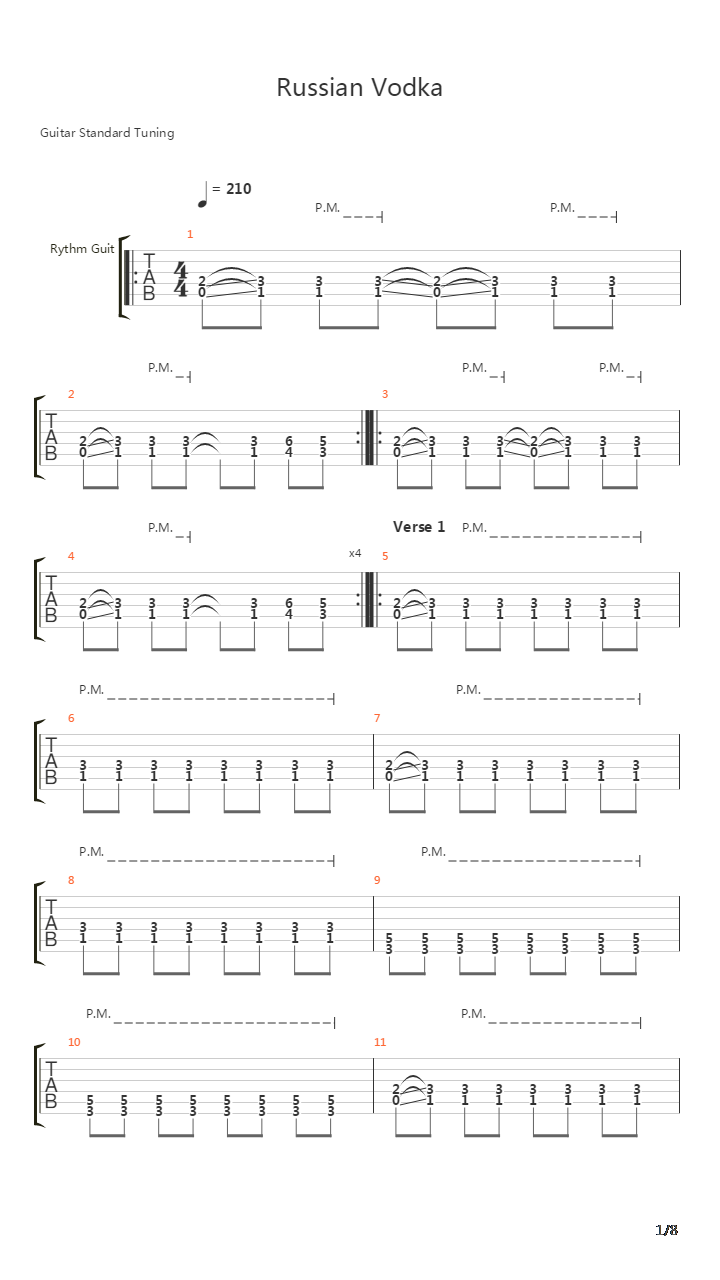 Russian Vodka吉他谱