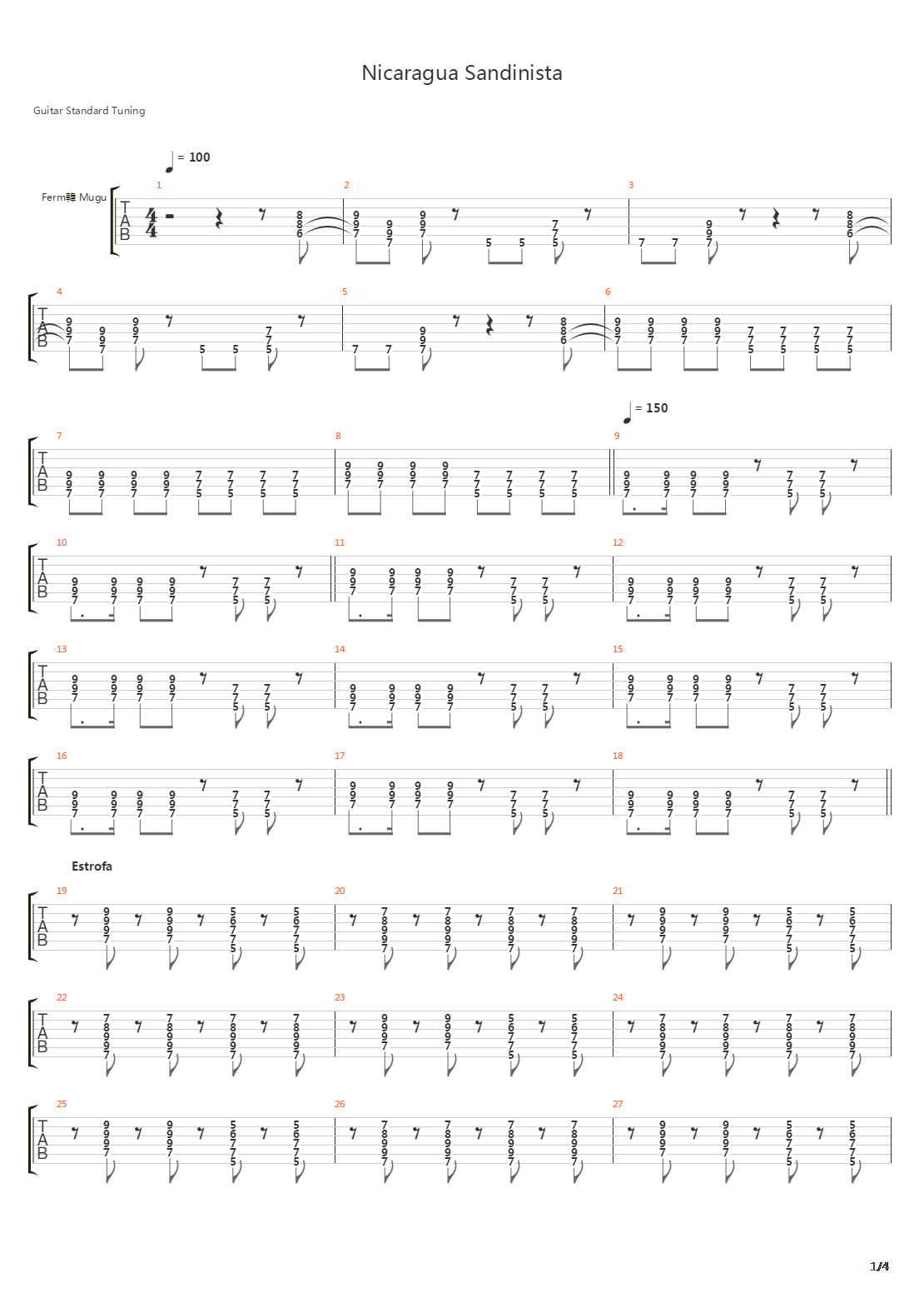 Nicaragua Sandinista吉他谱