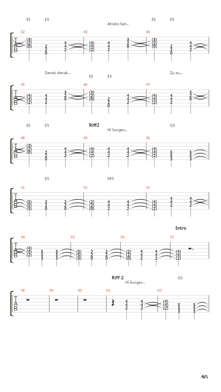 Zu Atrapatu Arte吉他谱