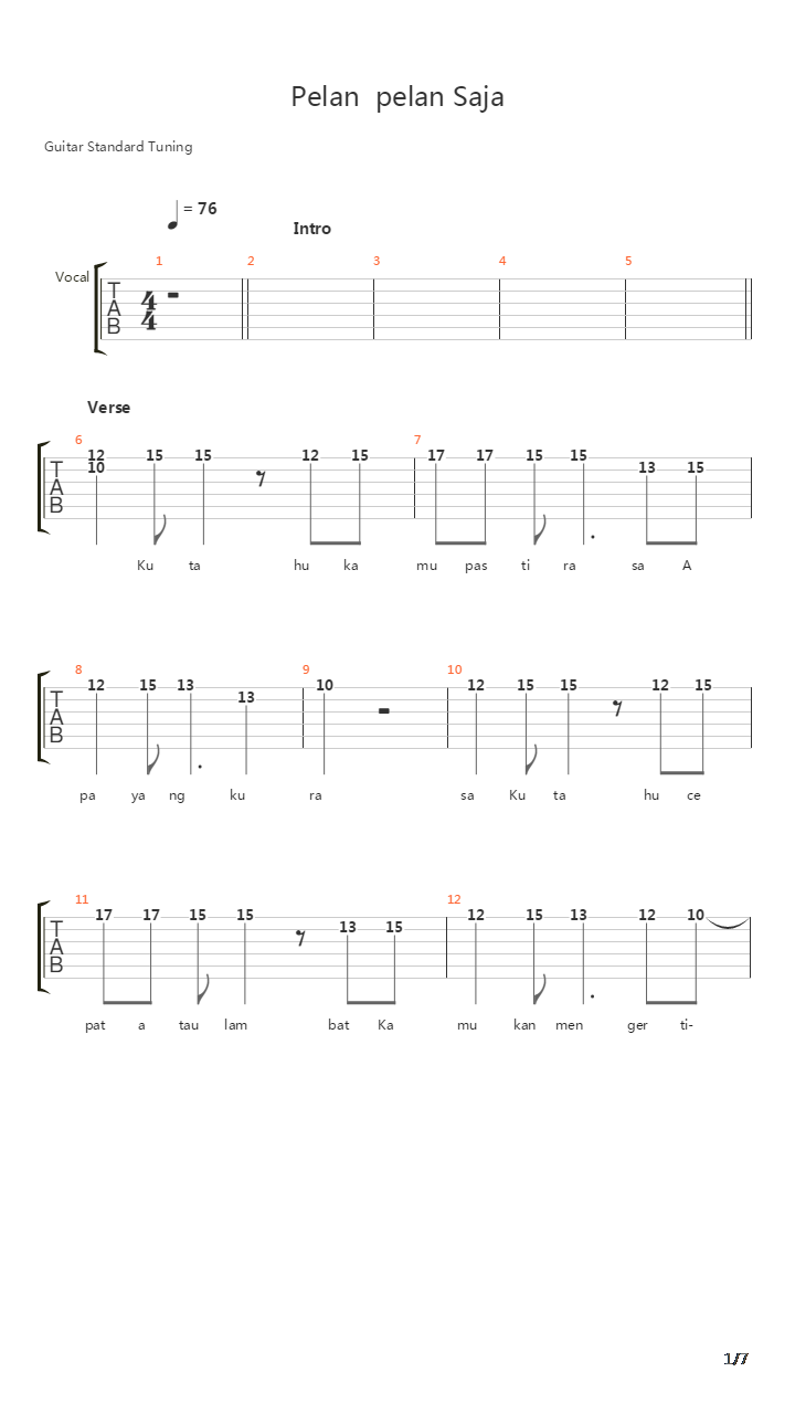 Pelan Pelan Saja吉他谱