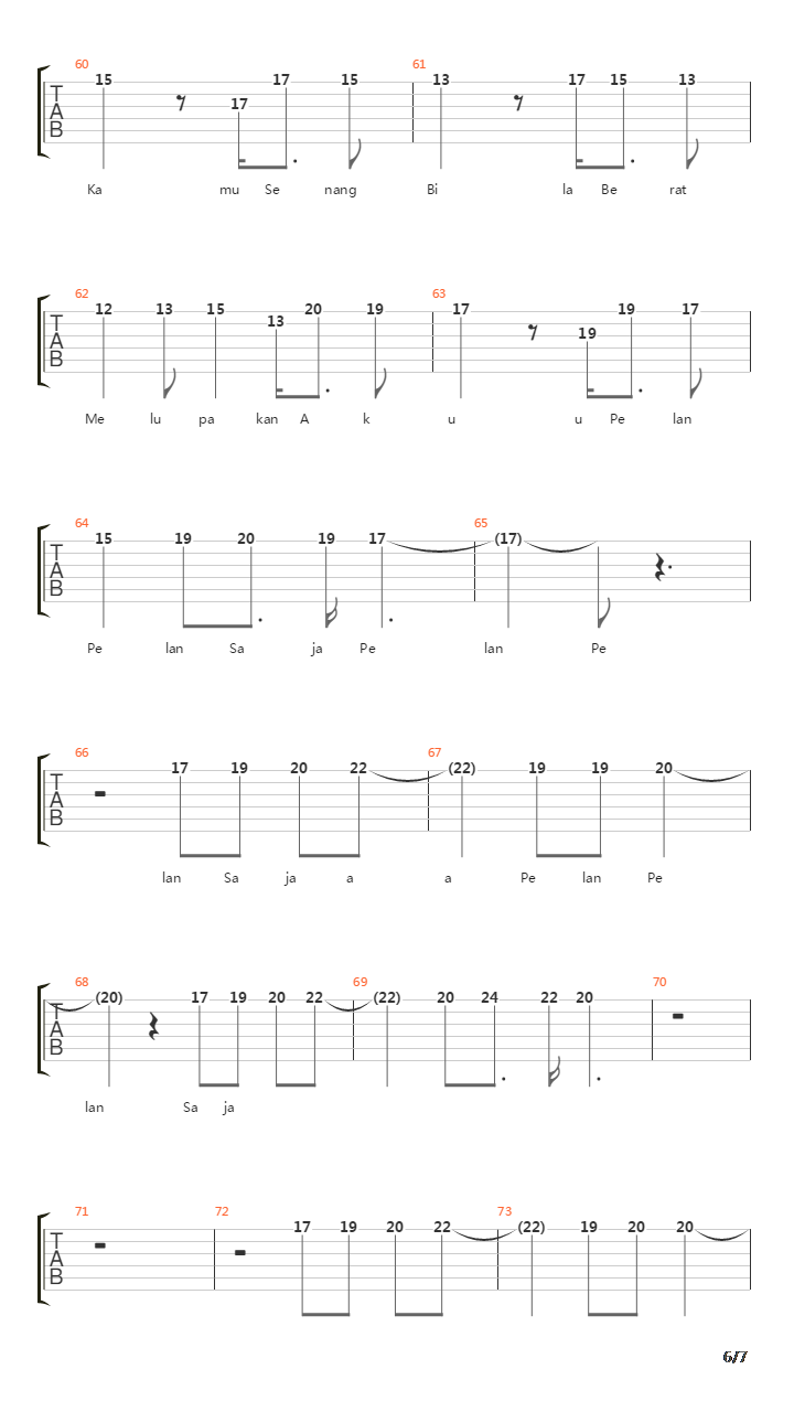 Pelan Pelan Saja吉他谱