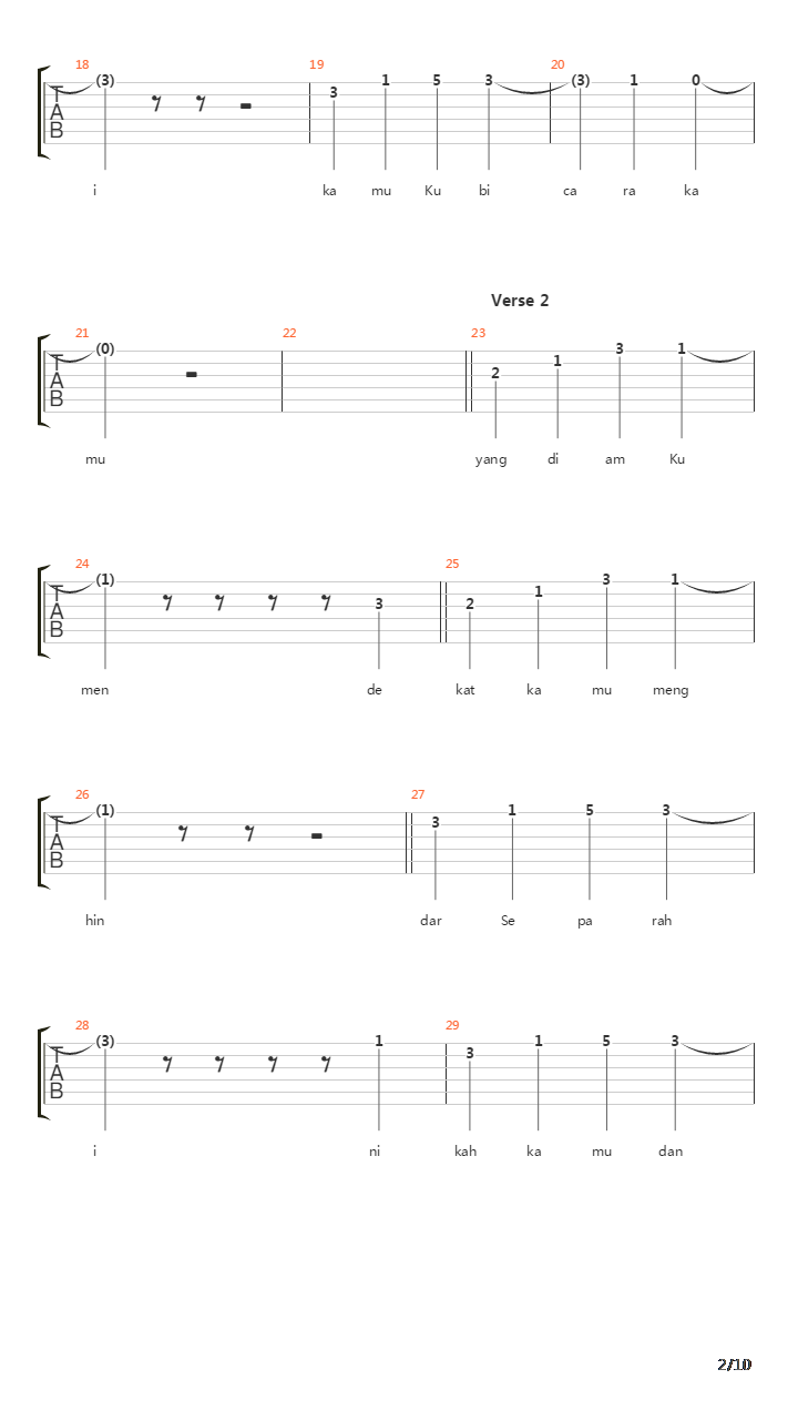 Selalu Cinta吉他谱