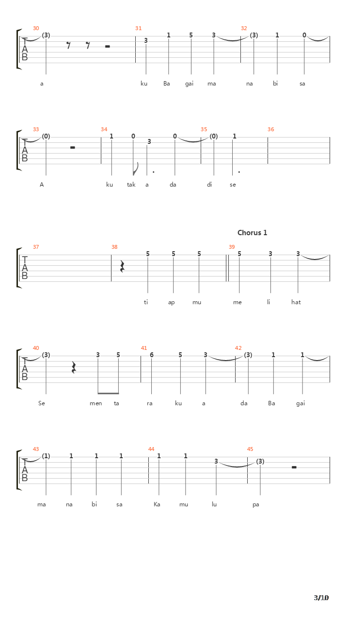 Selalu Cinta吉他谱