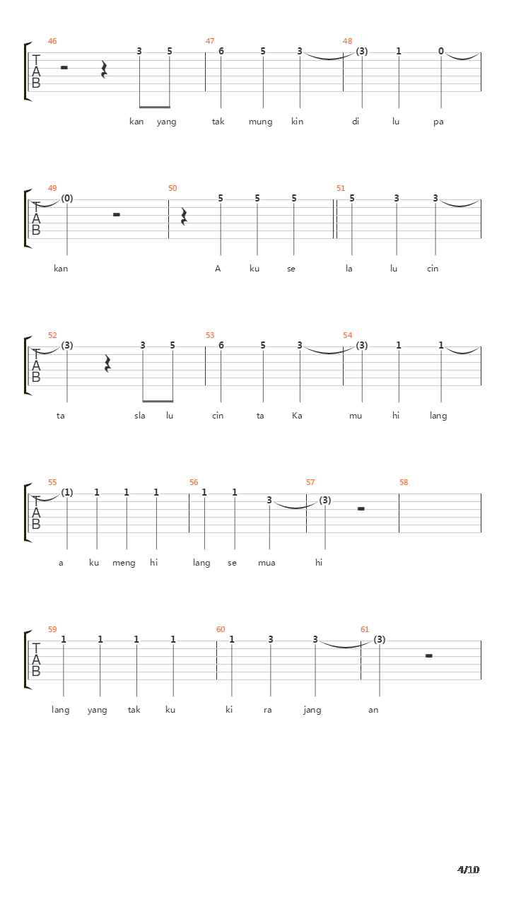 Selalu Cinta吉他谱