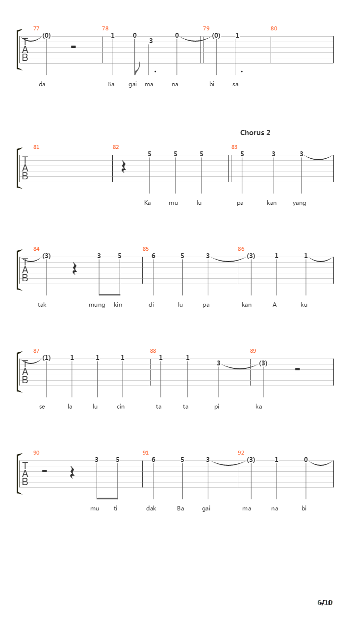 Selalu Cinta吉他谱