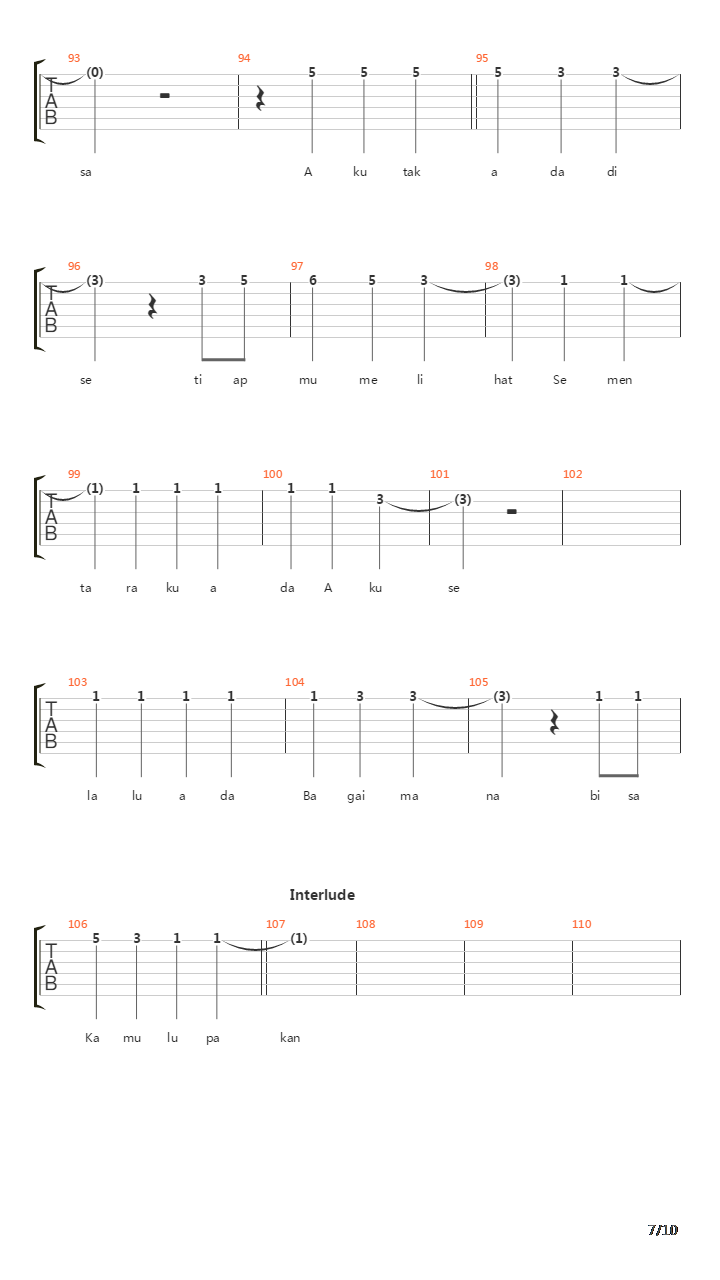 Selalu Cinta吉他谱