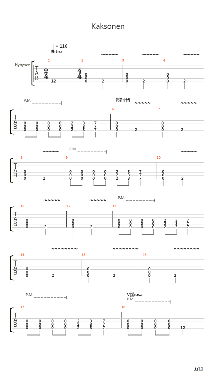 Kaksonen吉他谱