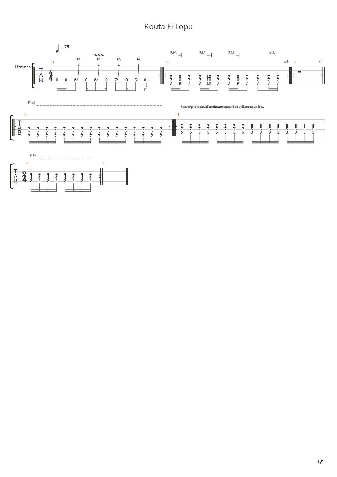 Routa Ei Lopu吉他谱