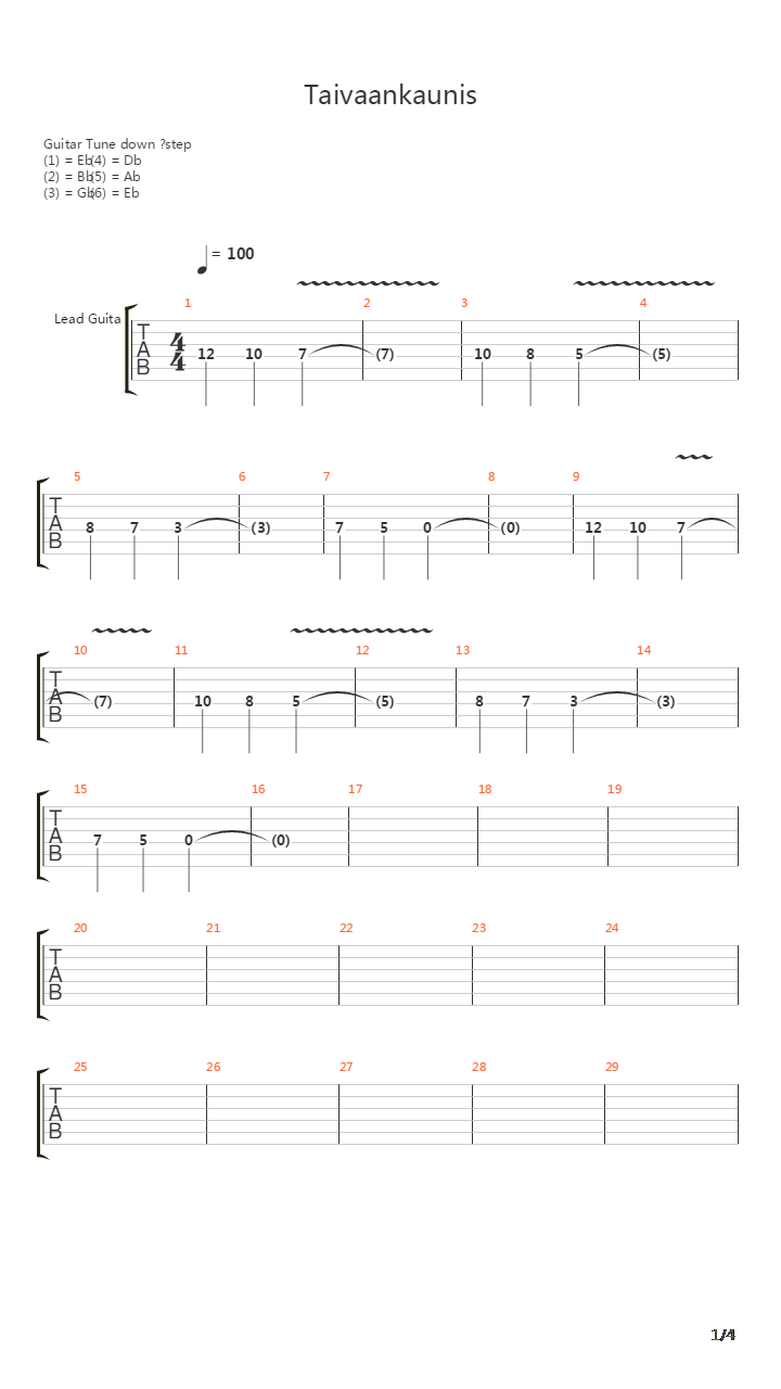 Taivaankaunis吉他谱