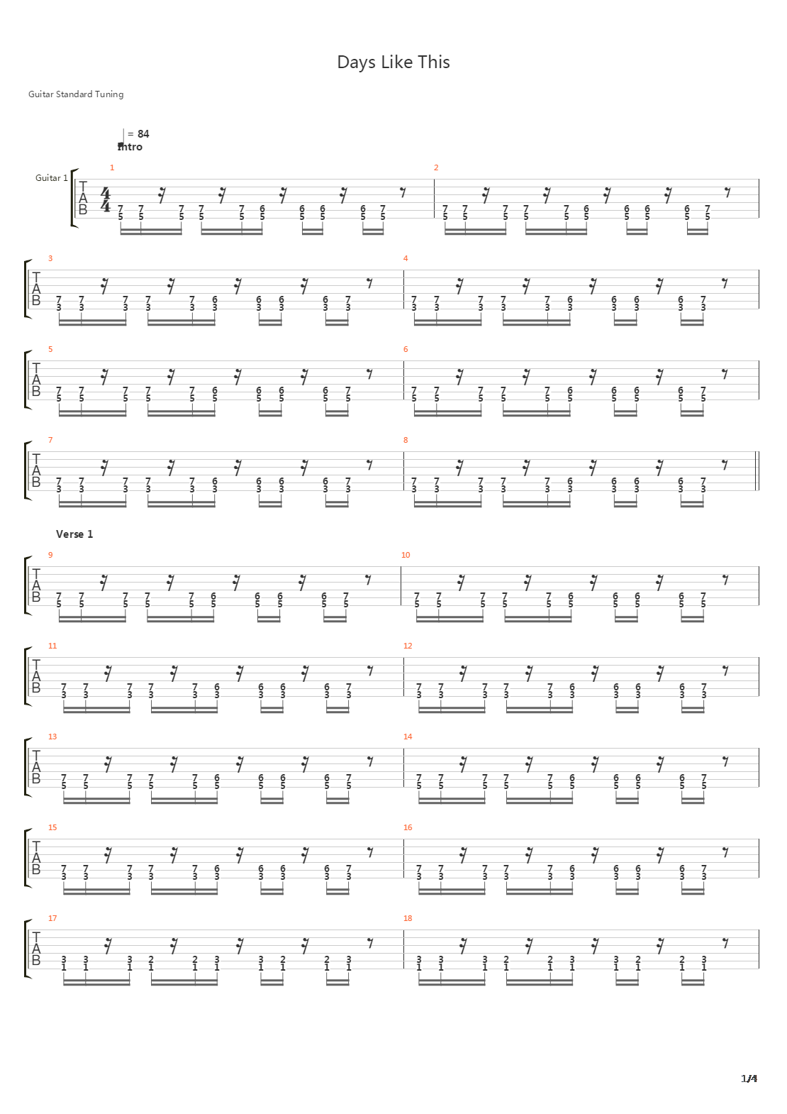 Days Like This吉他谱