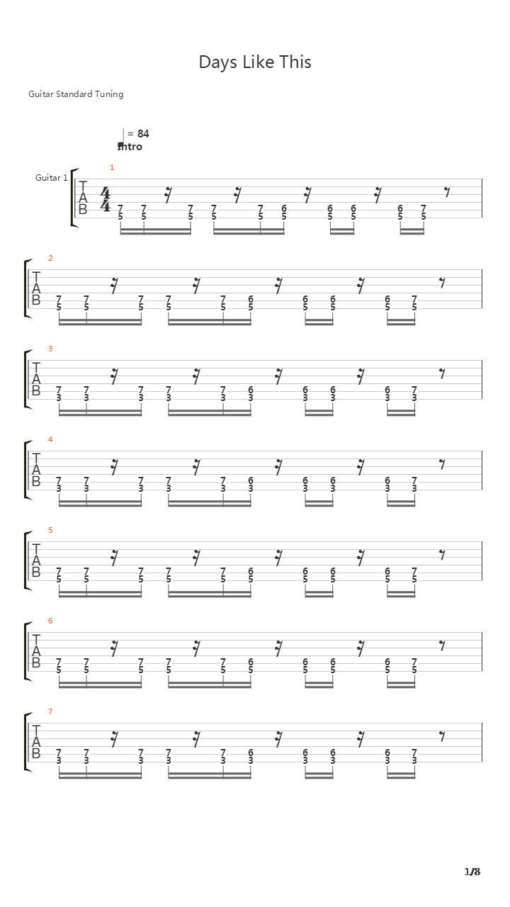 Days Like This吉他谱