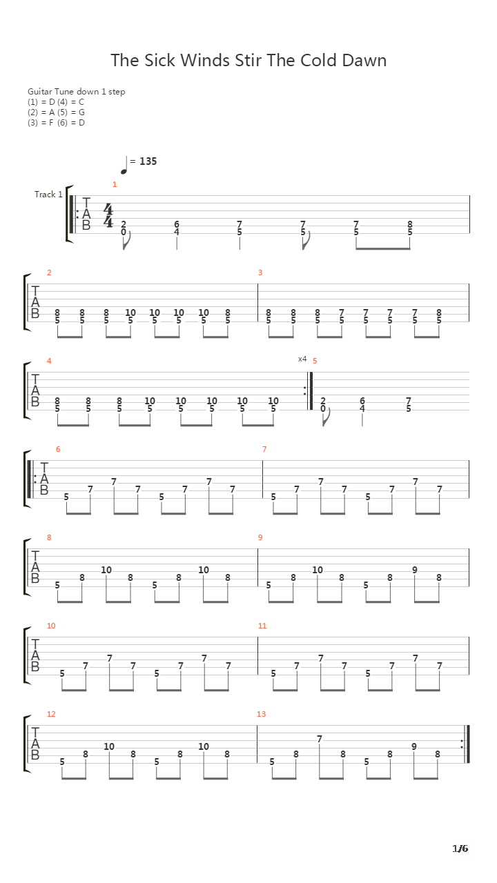 Sick Winds Stir The Cold Dawn吉他谱