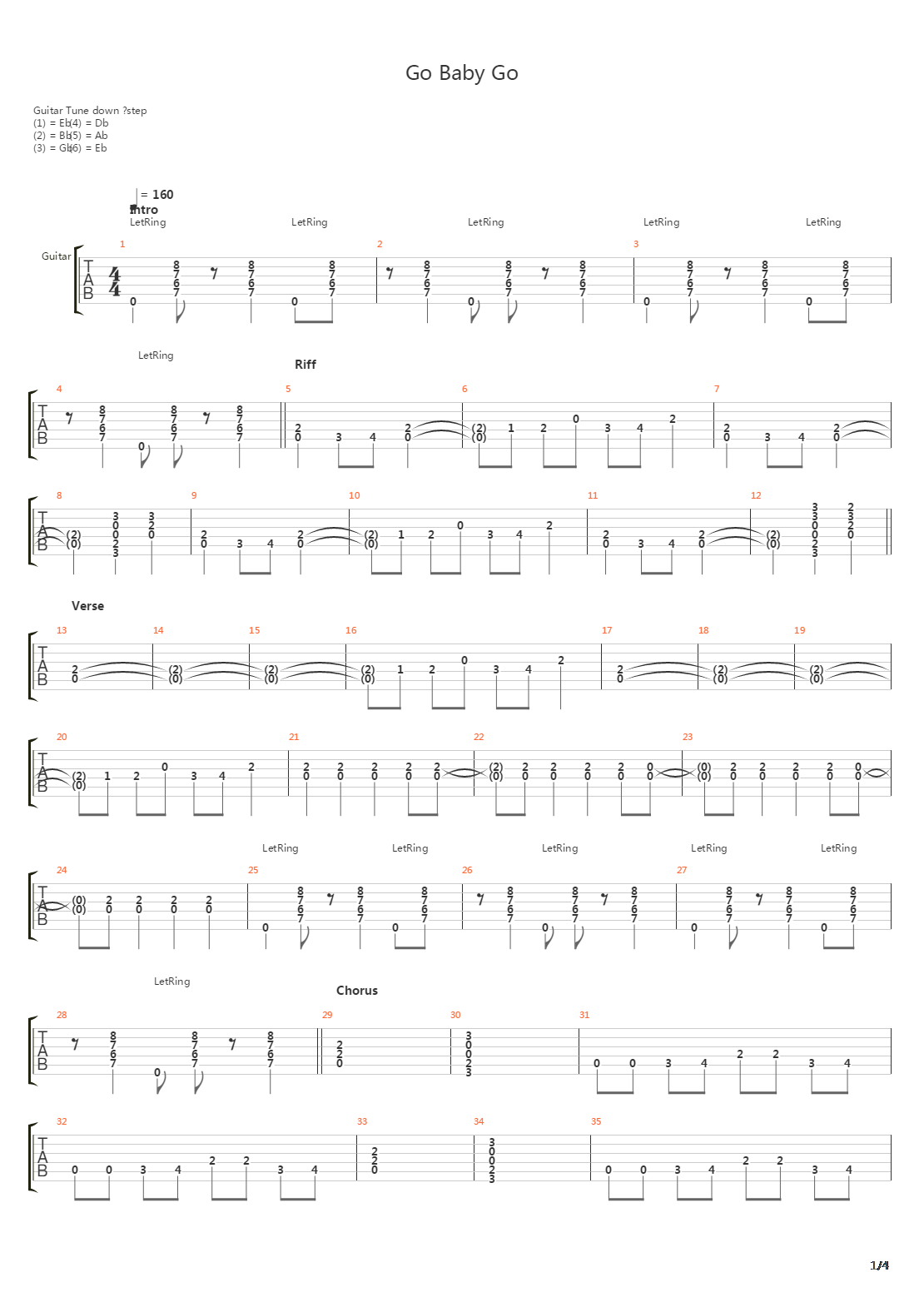 Go Baby Go吉他谱