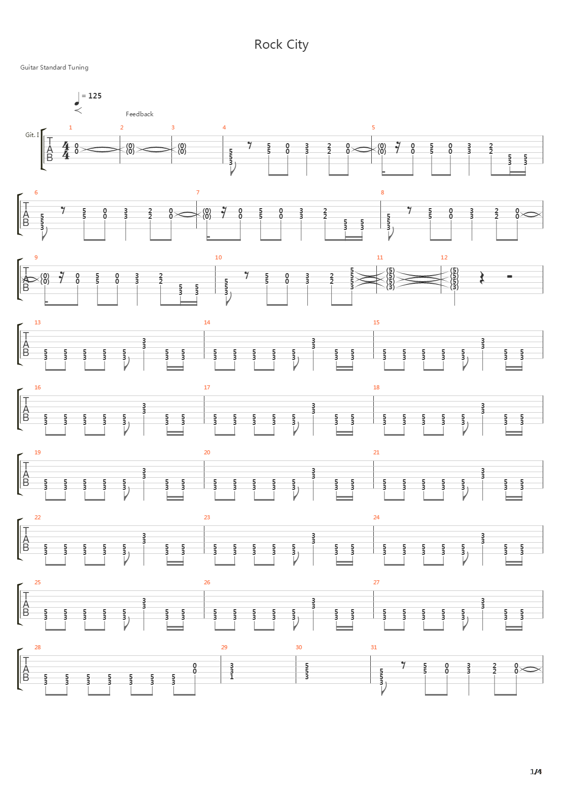 Rock City吉他谱