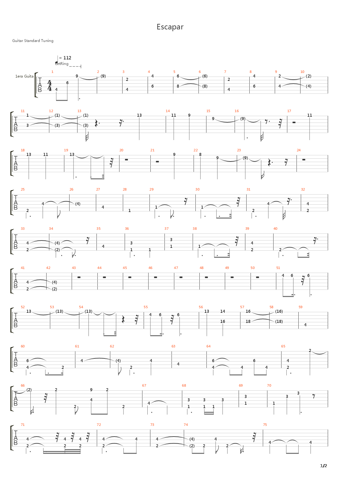 Escapar吉他谱