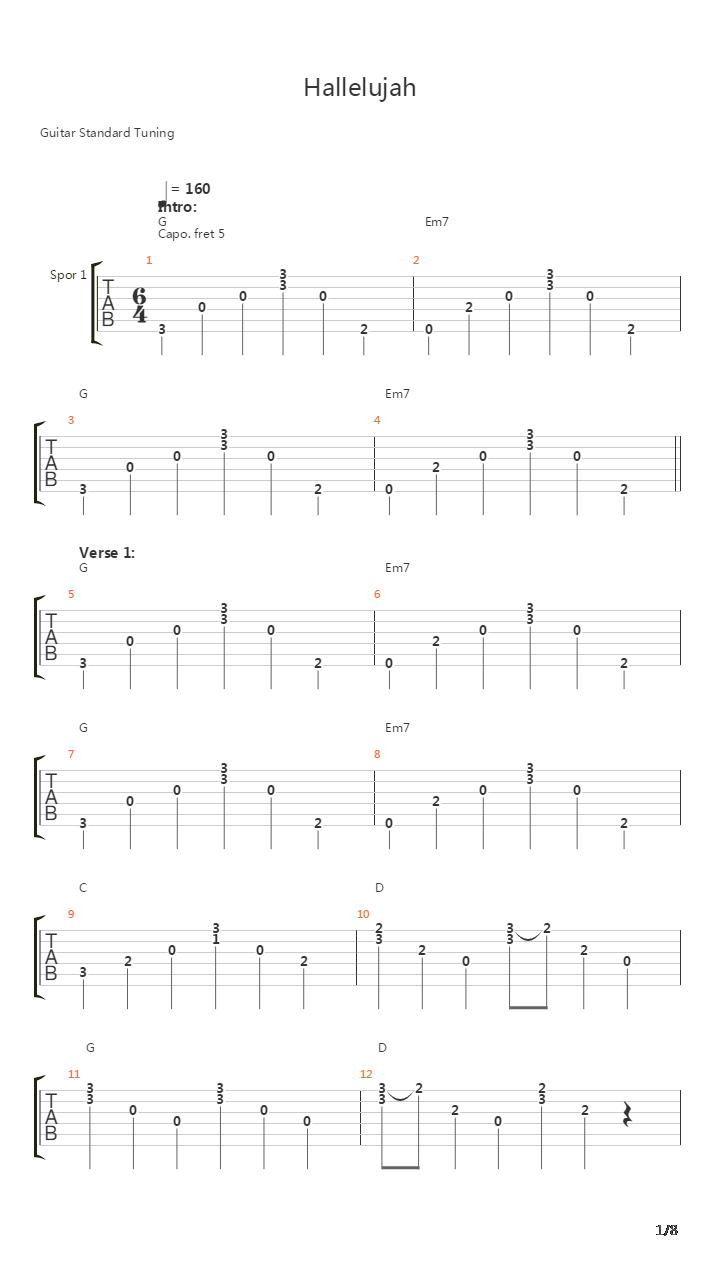 Hallelujah吉他谱