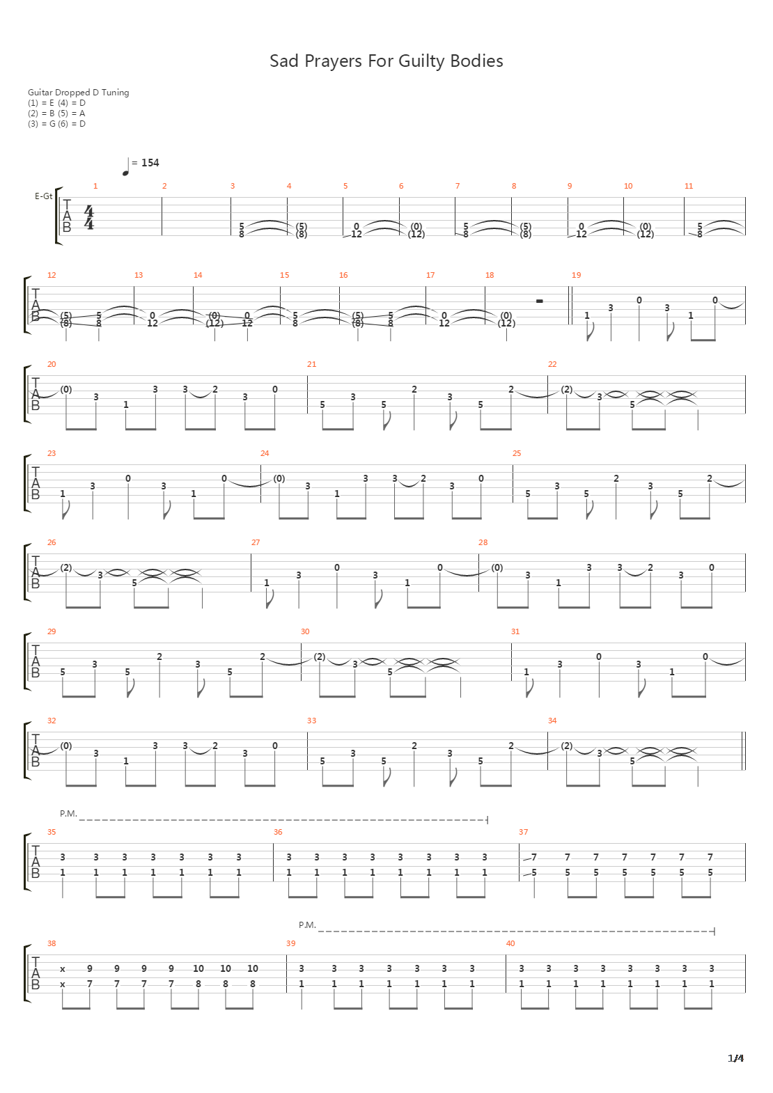 Sad Prayers For Guilty Bodies吉他谱