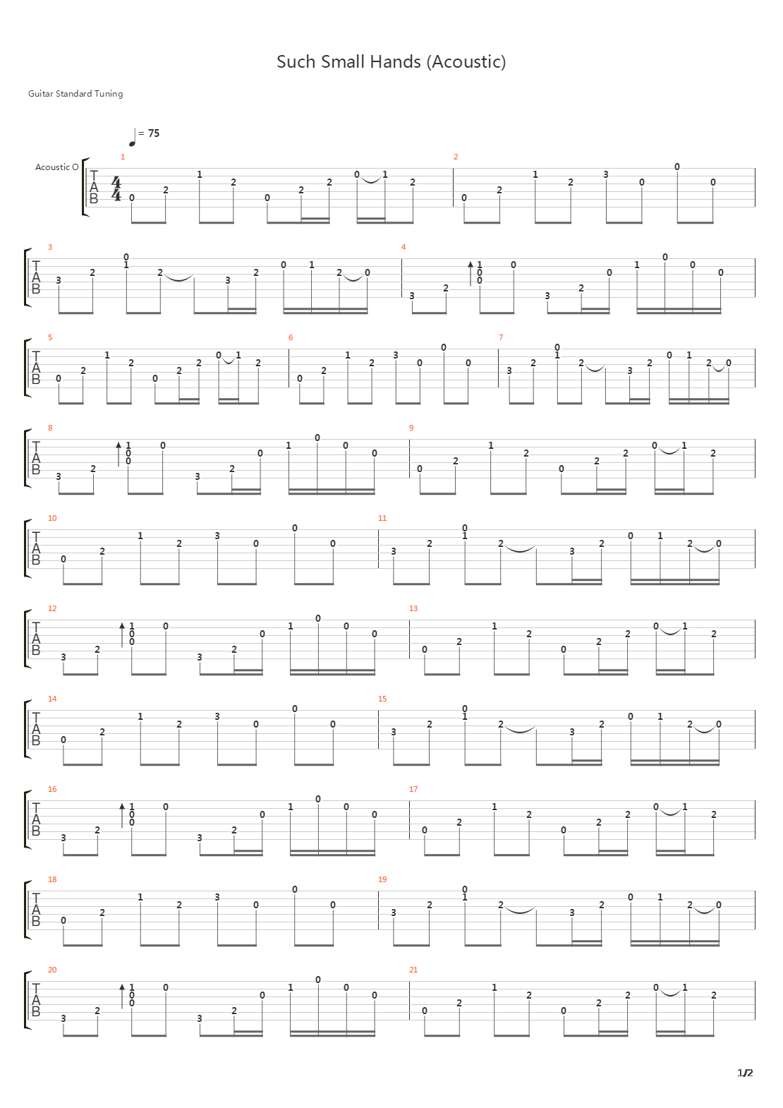 Such Small Hands Acoustic吉他谱