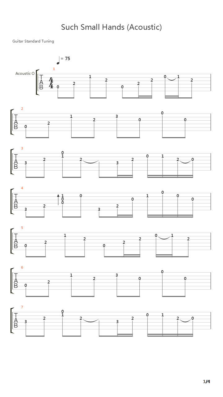 Such Small Hands Acoustic吉他谱