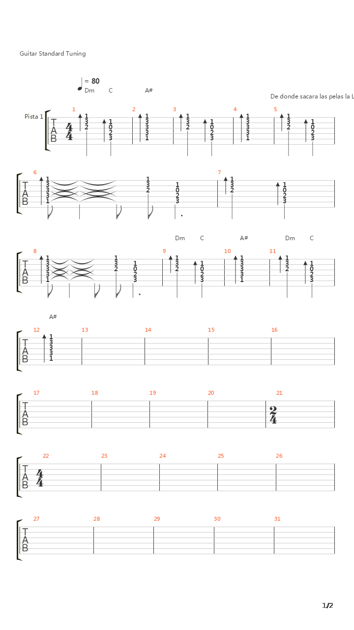 Baja Por Diversion吉他谱