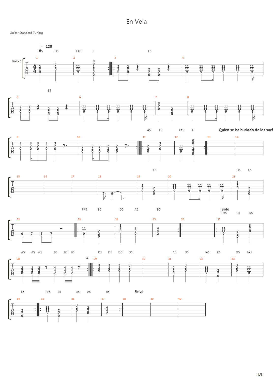 En Vela吉他谱