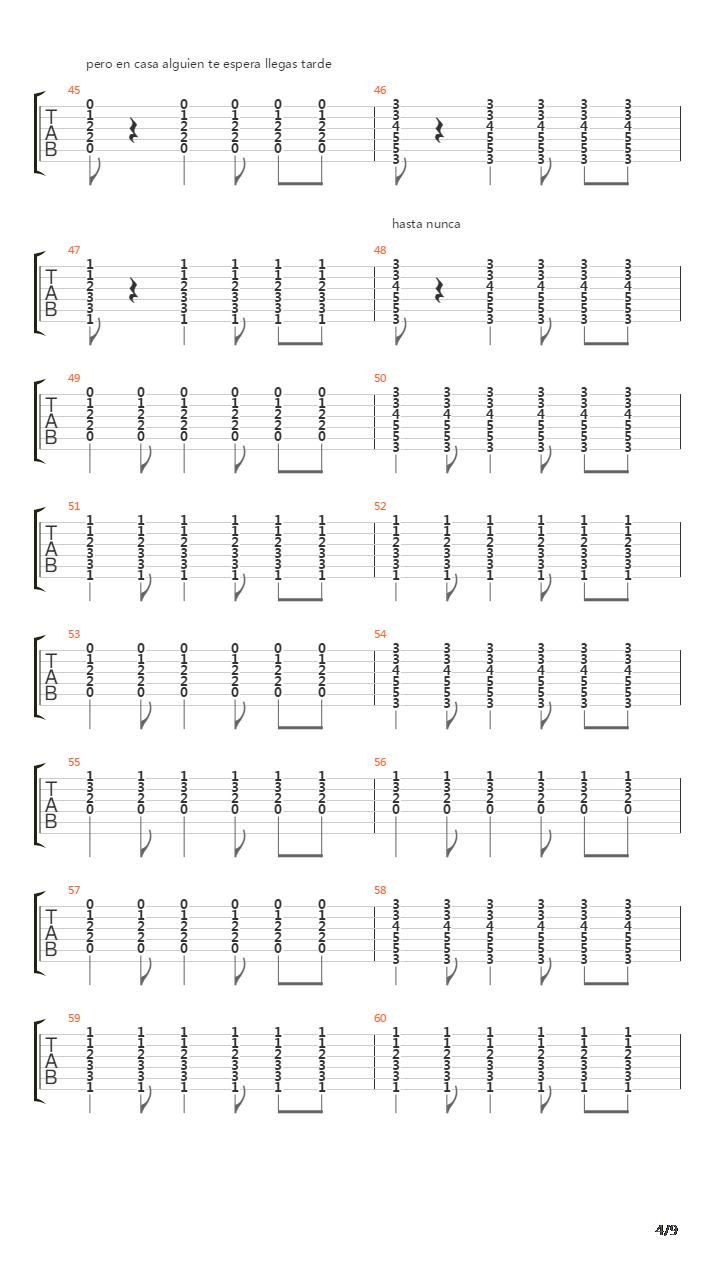 Hasta Nunca吉他谱