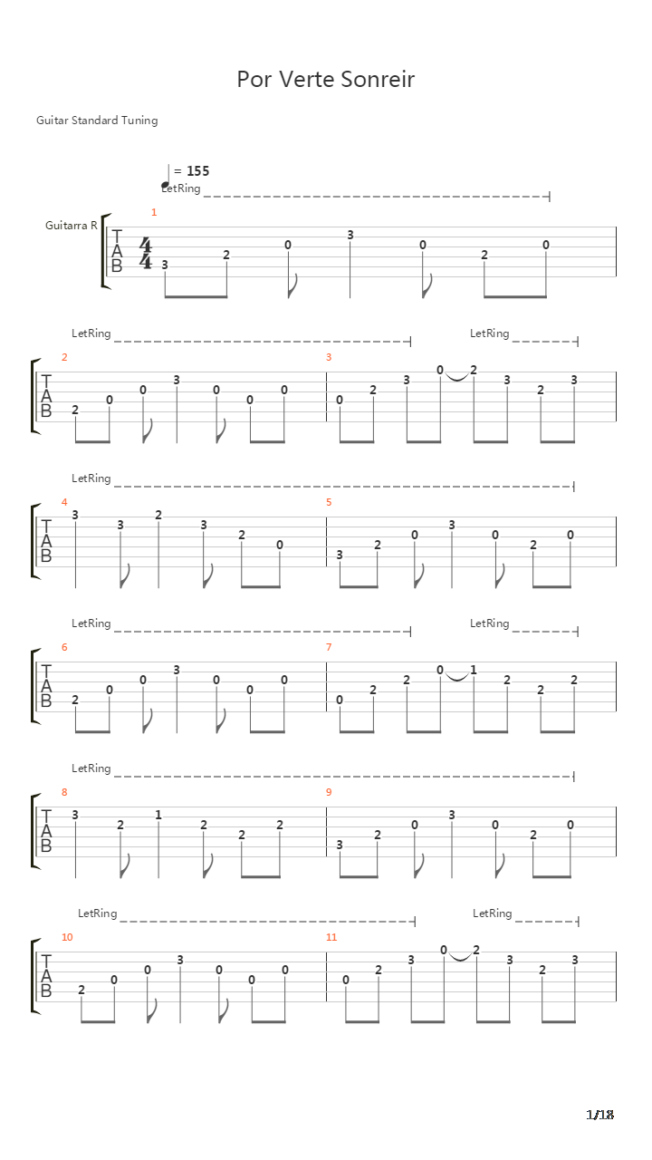 Por Verte Sonreir吉他谱