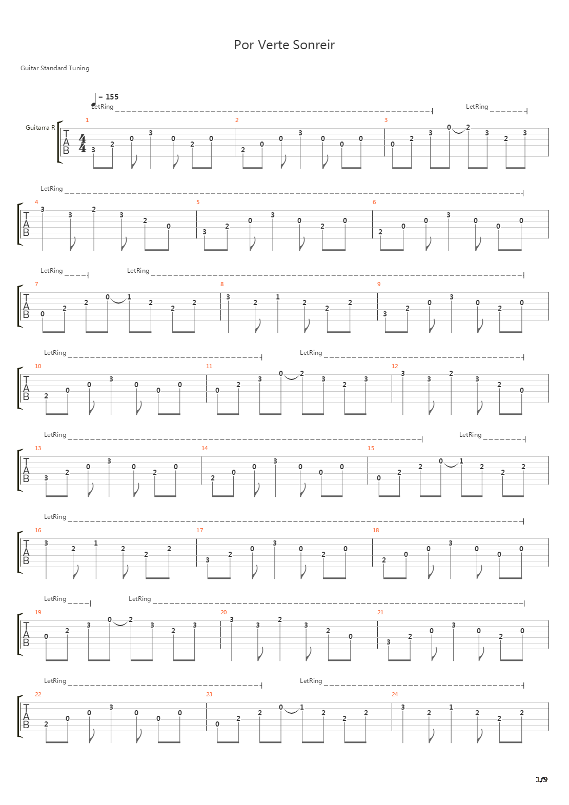 Por Verte Sonrer吉他谱