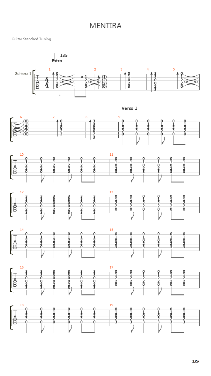Mentira吉他谱