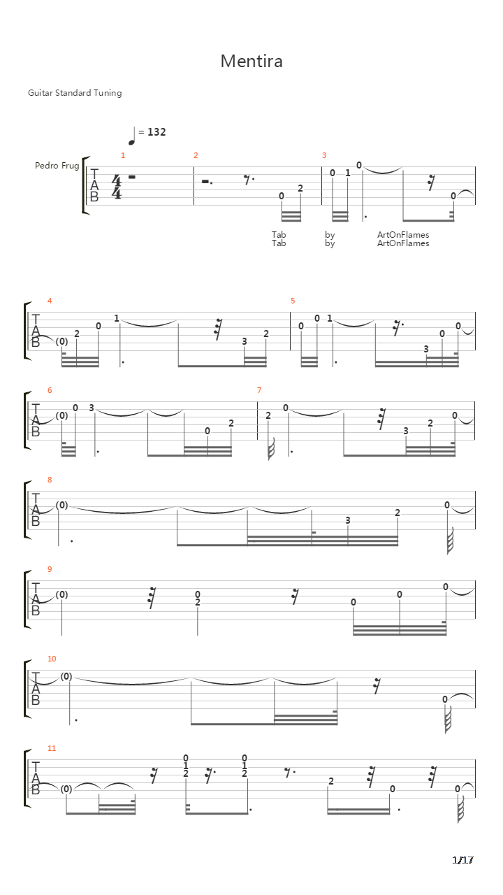 Mentira吉他谱