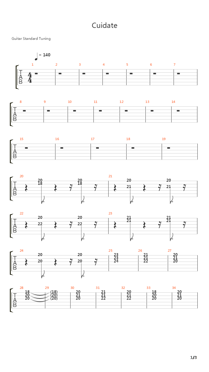 Cuidate吉他谱