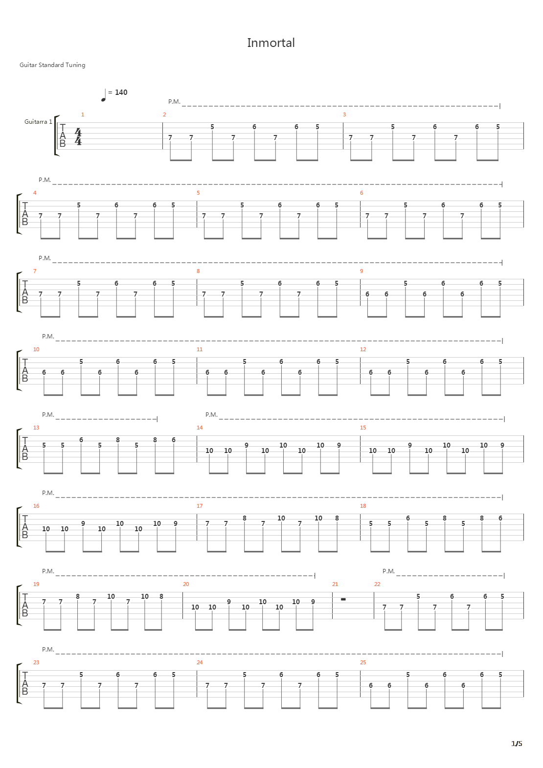 Inmortal吉他谱