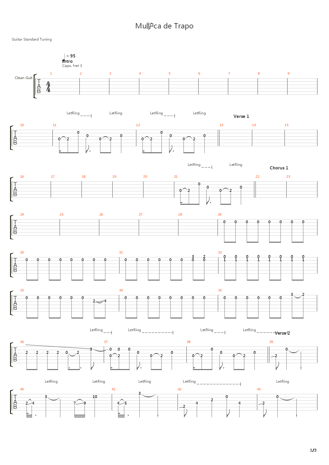Mueca De Trapo吉他谱