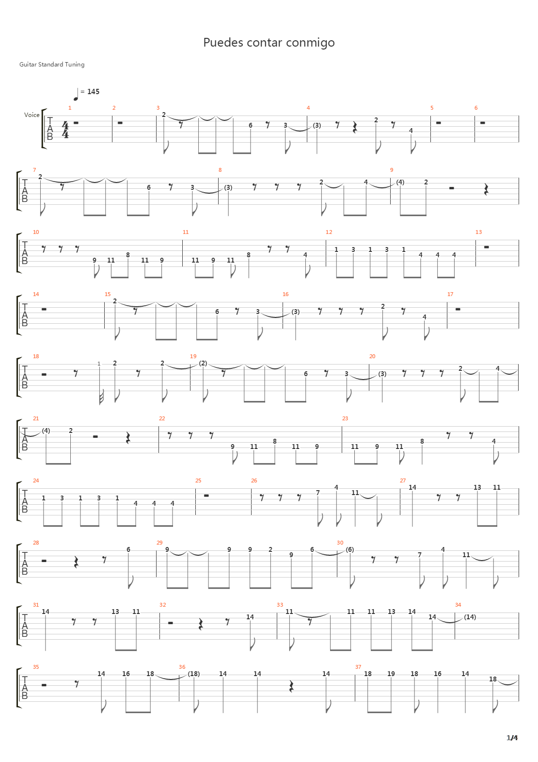 Puedes Contar Conmigo吉他谱