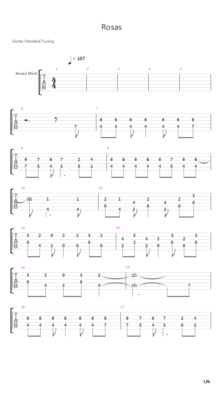 Rosas吉他谱