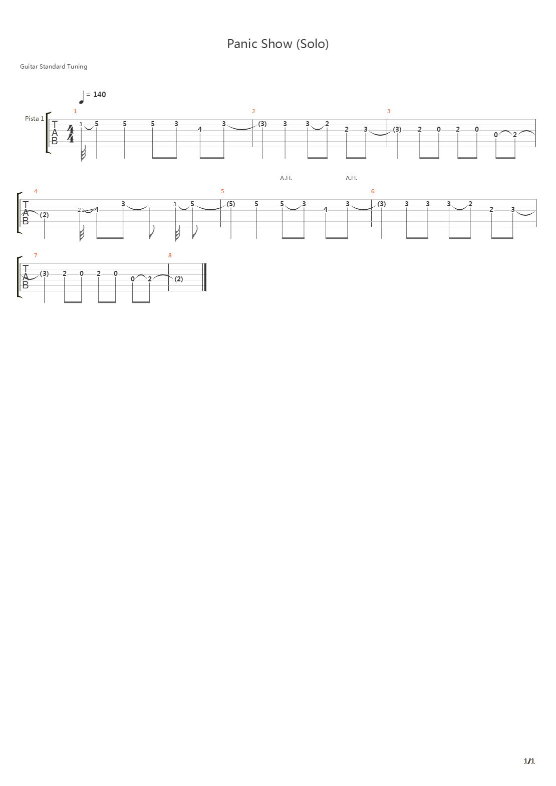 Panic Show吉他谱