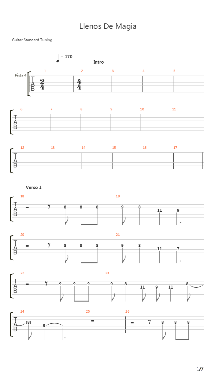 Llenos De Magia吉他谱