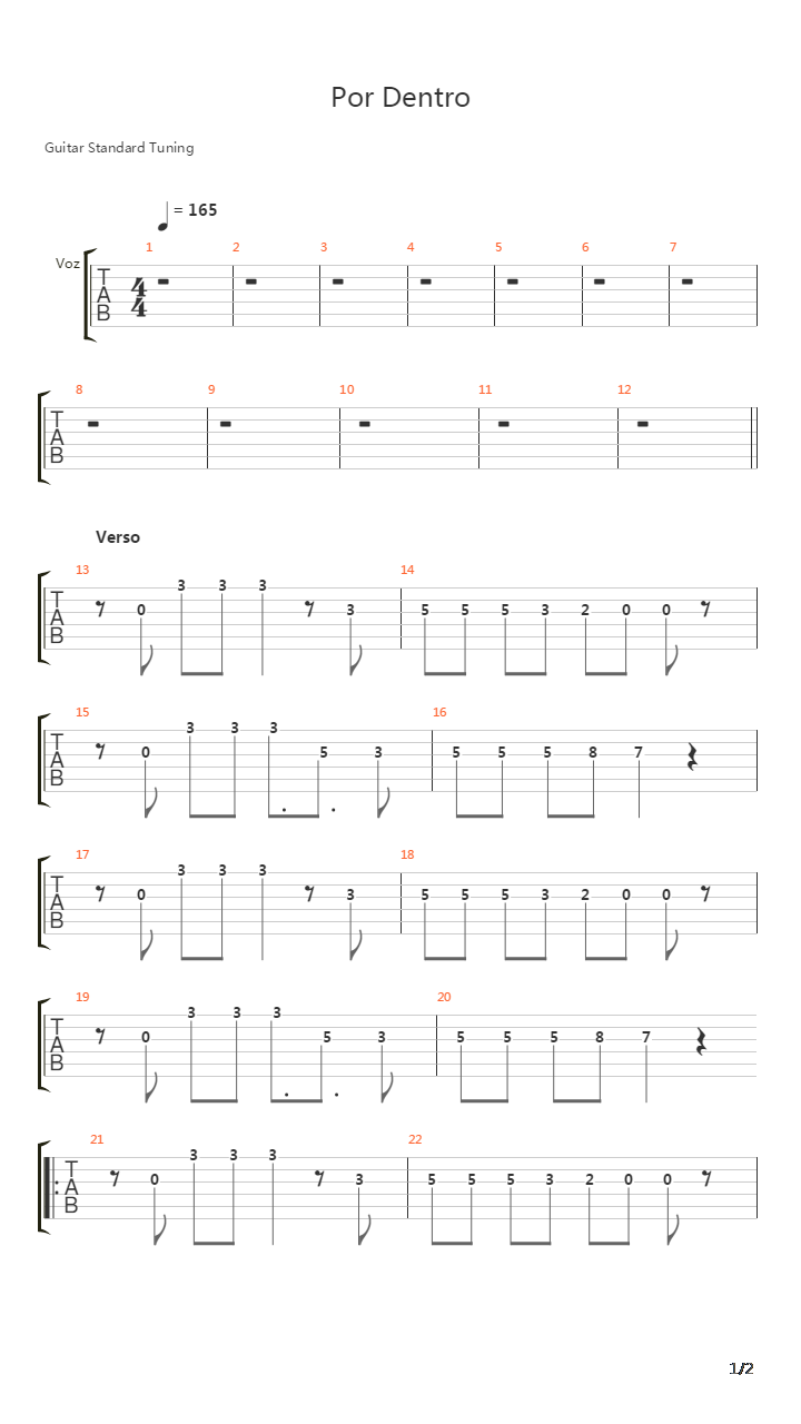 Por Dentro吉他谱