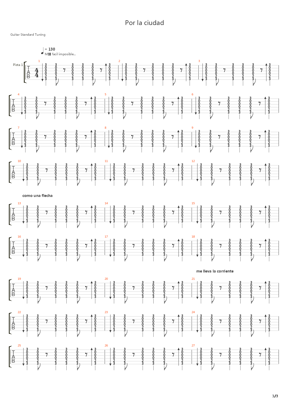 Por La Ciudad吉他谱
