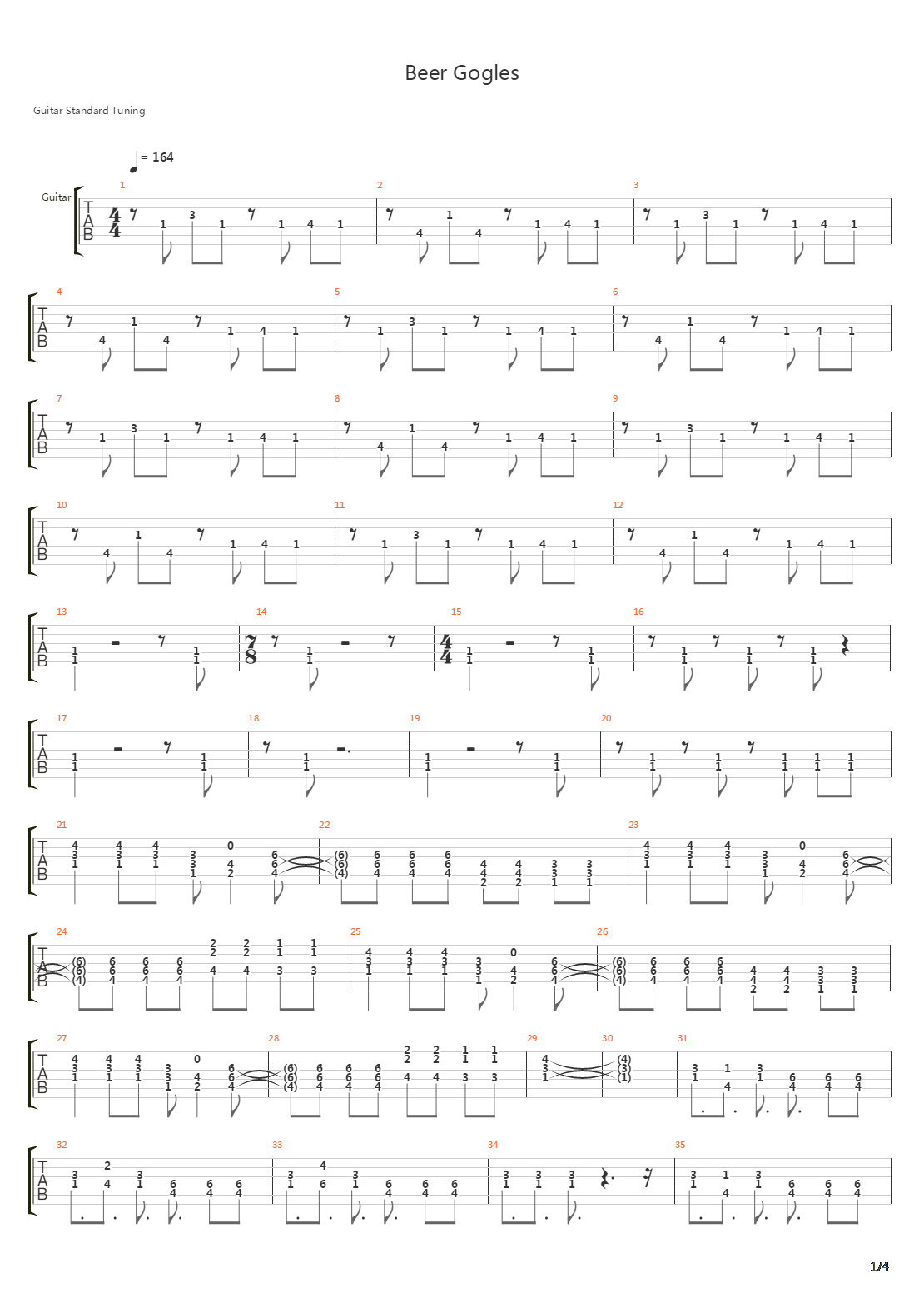 Beer Gogles吉他谱