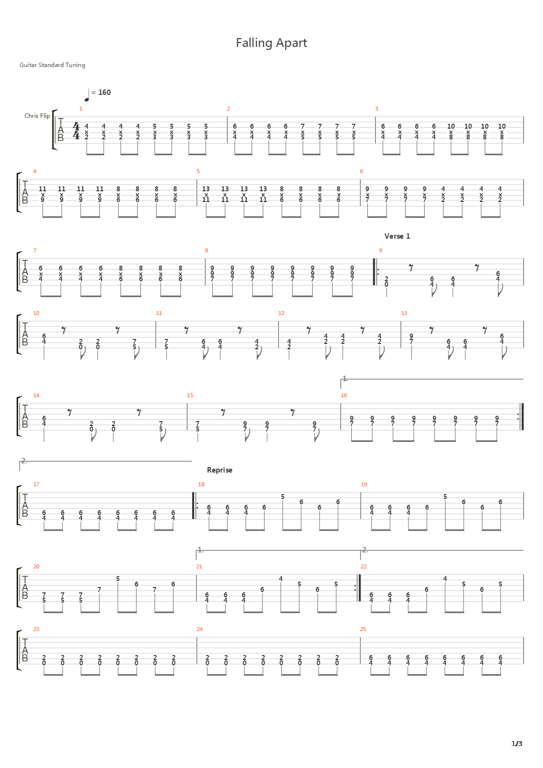 Falling Apart吉他谱