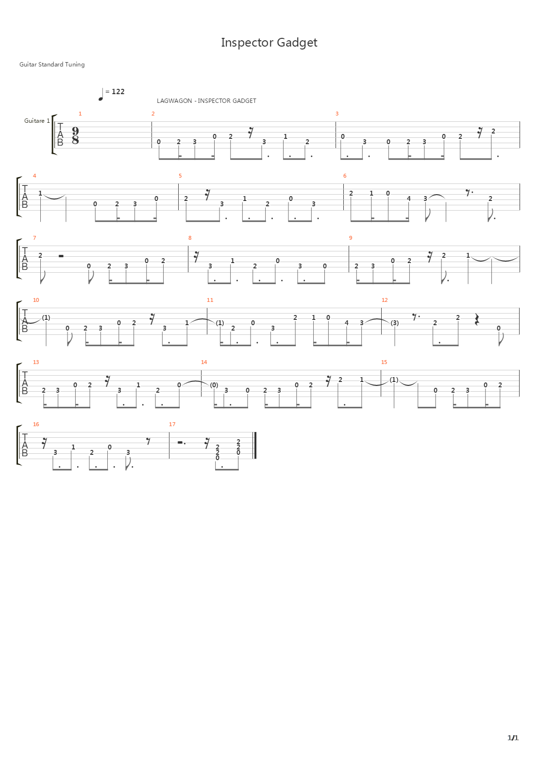 Inspector Gadget吉他谱
