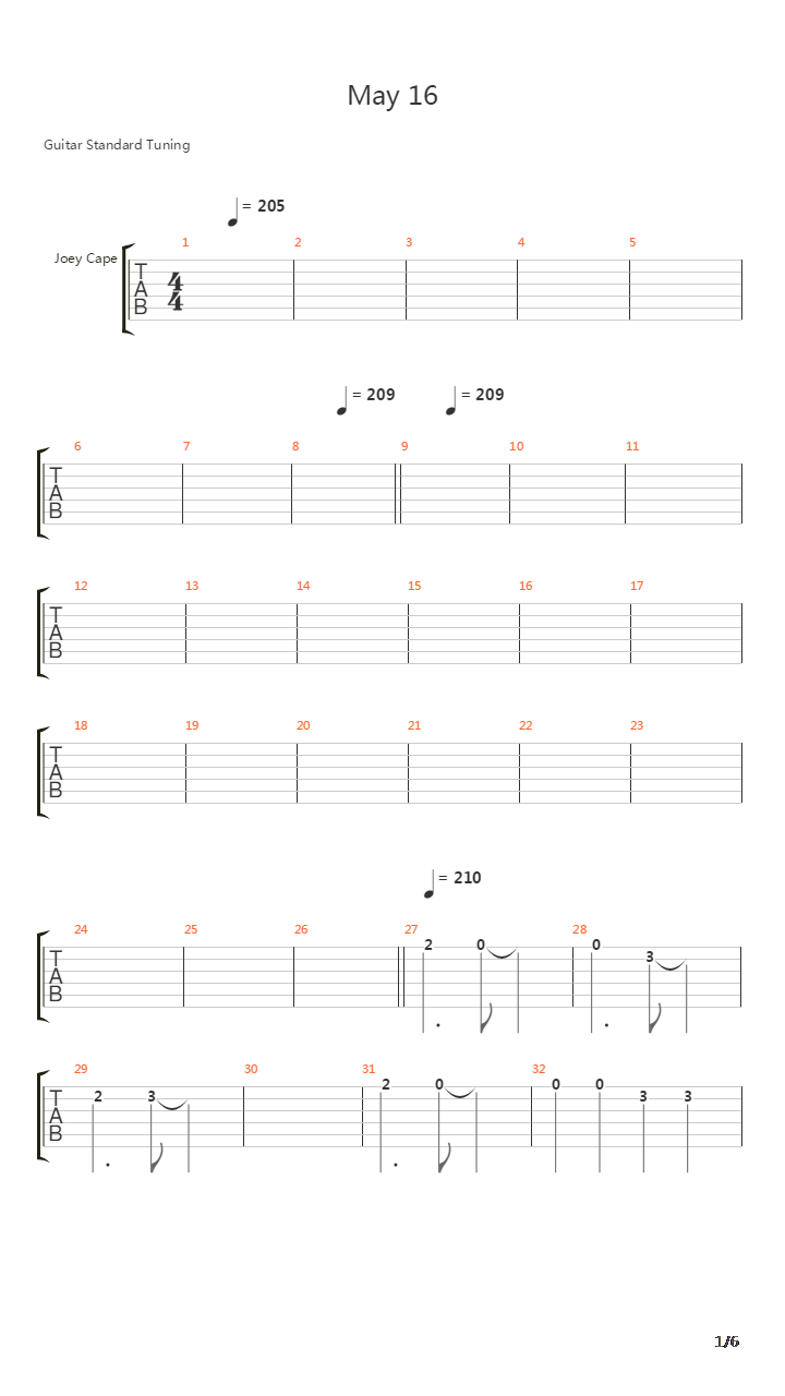 May 16吉他谱